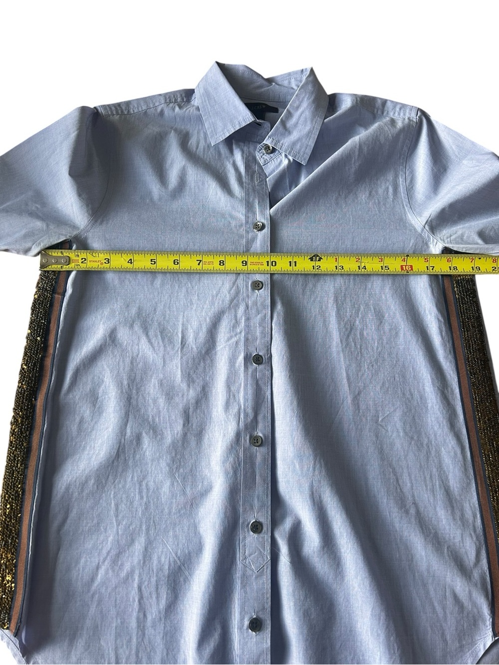 J. Crew sequined stripe oxford button up shirt Size 2 - Picture 6 of 8